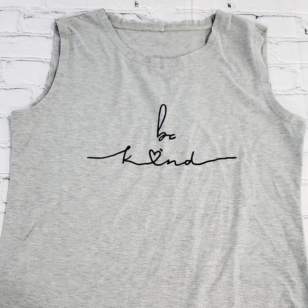 Gray be kind sleeveless top large